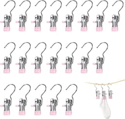 Clips - 20 stuks - 10,5x4 cm - Metalen clips - Wasknijpers - Clips die geen sporen achterlaten - Hoedenclips - Sokkenclips - Elastische clips - Opbergrek - Opbergclips - Haken - Huishoudelijke clips - Geschikt voor kledinghaken, kledingclips, hoeden — thumbnail 1