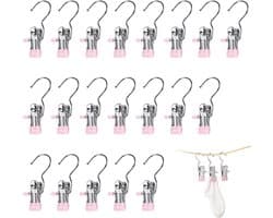Clips - 20 stuks - 10,5x4 cm - Metalen clips - Wasknijpers - Clips die geen sporen achterlaten - Hoedenclips - Sokkenclips - Elastische clips - Opbergrek - Opbergclips - Haken - Huishoudelijke clips - Geschikt voor kledinghaken, kledingclips, hoeden