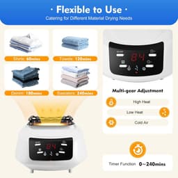 Elektrische Wasdroger - Inklapbare Droger - Snel Kleding Drogen - Met Afstandsbediening - 70 x 50 x 150 cm — thumbnail 5