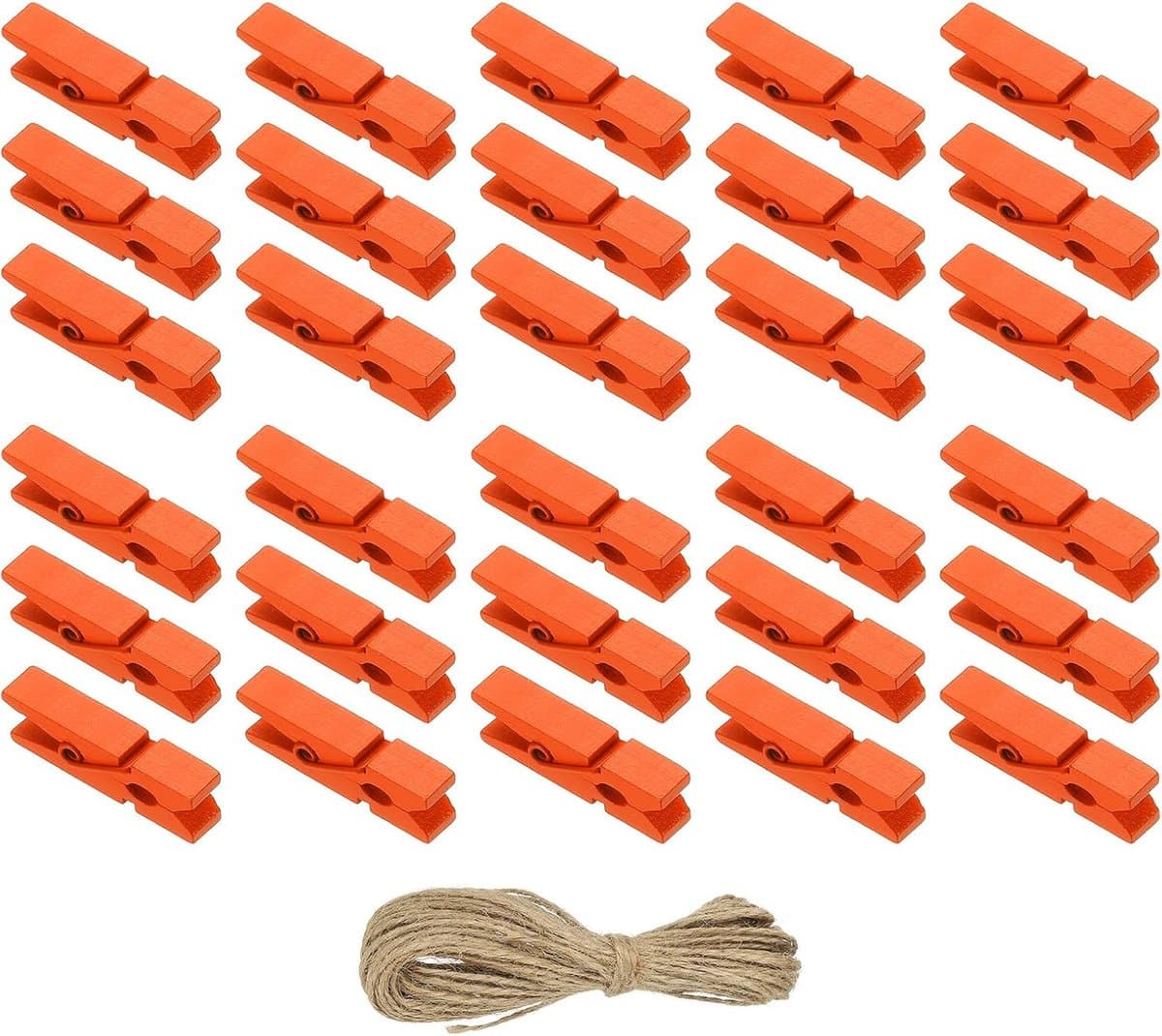 Houten Knijpers - Kleine Clips - Foto Ophangen - Sterke Handgreep - 07 x 35 cm - Oranje — afbeelding 1