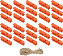Houten Knijpers - Kleine Clips - Foto Ophangen - Sterke Handgreep - 07 x 35 cm - Oranje — thumbnail 1