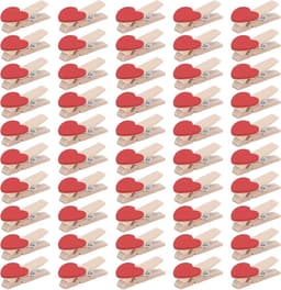 50 Stuks Houten Hartvormige Fotoclips - Decoratieve Wasknijpers voor Feest en Fotopresentatie — thumbnail 1