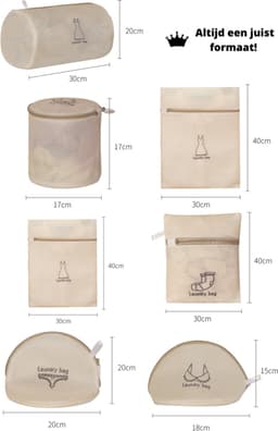 Waszakken set met rits - wasnet - waszak - waszakken set van 7 voor Wasgoed - Waszakje Lingerie - Waszak bh - Divers delicaat wasgoed - Wasnet Groot - Wasmachine zakjes - Laundry bag set — thumbnail 4