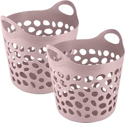 Plasticforte Flexibele wasmand/opbergmand - rond - roze - 35 liter - D40 x H39 cm — thumbnail 2