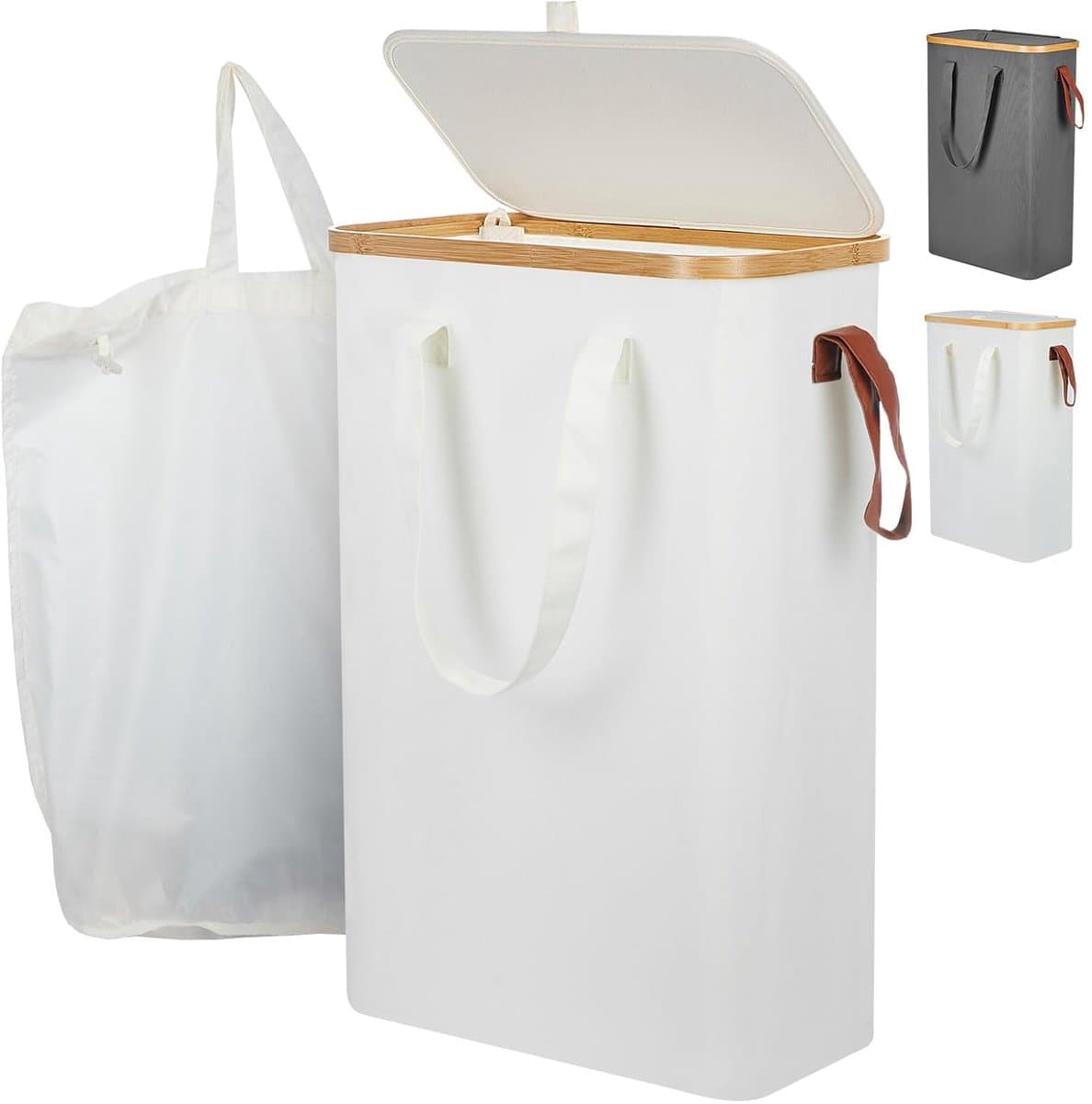 Ruimtebesparende wasmand - 52 liter - beige - Oxford-stof — afbeelding 1