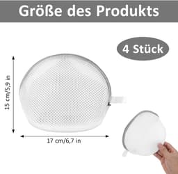 Allecto Premium - Set van 4 wasnetten met ritssluiting voor beha's en fijne was - Grijs - Beschermt lingerie en ondergoed - Wasmachinebestendig — thumbnail 5