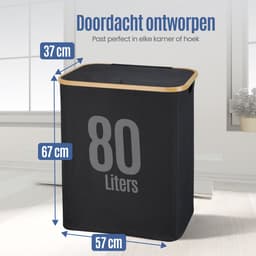Muntel® Dubbele Wasmand | Was Sorteerder | Met Deksel | 100 Liter | Zwart — thumbnail 3