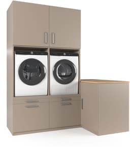 Wasophoogte® Wasmachine Kast Hong Kong - Wasmachine verhoger - Wasmachine ombouw - 700(D)*2030(B)*2350(H) mm - Taupe — thumbnail 1