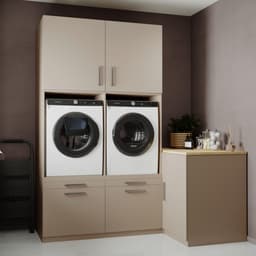 Wasophoogte® Wasmachine Kast Hong Kong - Wasmachine verhoger - Wasmachine ombouw - 700(D)*2030(B)*2350(H) mm - Taupe — thumbnail 4