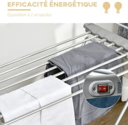 Pugsdrly Wasdroger elektrische droogrek 2 uitschuifbare zijvleugels frame van aluminiumlegering 144 x 53 x 91 cm — thumbnail 3