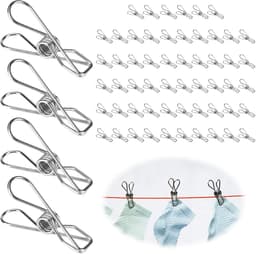 Ibenzoa® Roestvrijstalen Waslijn Klemmen 60 Stuks - Kleding- en Snackclips — thumbnail 1
