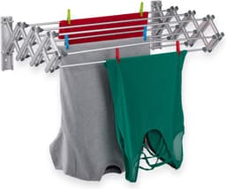 wanddroogrek inklapbaar - 8 m - uitschuifbaar - aluminium - 27 x 95 x 60 cm - zilver — thumbnail 1
