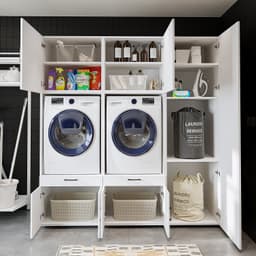 Roomart SERIE 3 Wasmachine Ombouwkast 194x205 cm - Dubbele Kast met Hoge Kast 60 - Wit — thumbnail 2