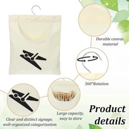 Wasknijperzak - Knijpermand - Om was op te hangen - Met draaibare haak - 355 x 26 cm - Beige — thumbnail 2