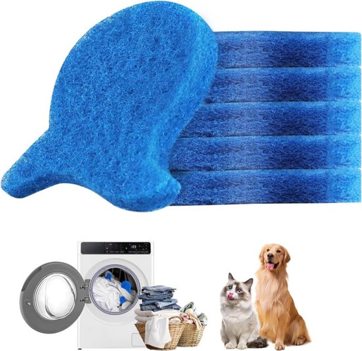 ECTEATOY® 6 Stuks - Herbruikbare pluisverwijderaars voor wasmachines - Klitvrij - Verwijdert effectief dierenhaar, vacht en huidschilfers - Zacht voor kleding en wasmachine - Blauw — afbeelding 1