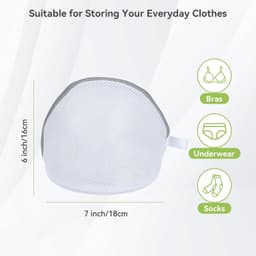 Beschermende Waszak voor Bh's en Delicate Kleding, 4 Stuks, Mesh met Rits voor Ondergoed en Sokken, Ideaal voor Reis en Wasmachine 18 x 16 cm Wit — thumbnail 4