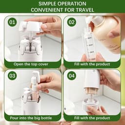 4-in-1 reisdispenser, navulbaar, lekvrij, draagbare reisflessen voor shampoo, draagbare siliconen reisflessen, reisgadgets, vliegtuigdispenser, voor shampoo, crème, spoeling, lichaamsverzorging (groen — thumbnail 5