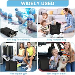 2 Stuks Natte Droge Zakken, Natte Dry Bag Waterdichte Reistas, Stoffen Luier Natte Zak met Handvat & Rits, Wasbare Reistas Organizer Yogatas voor Natte Zwemkleding, Sportschool, Strand (Zwart) — thumbnail 3