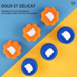 VHV - Drogerballen 8 stuks - Berenpatroon - Blauw - Oranje - Haarvanger Wasbollen - Anti Haar Droogballen - Wasballen Pluizenverwijderaar Huisdieren Wasmachine Pluis Wasbol — thumbnail 4