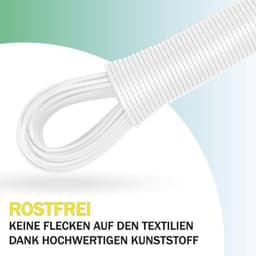 Waslijn 20 meter (1 stuk verpakking/wit) - lijn uittrekbaar 2,2 mm, extra sterk door nylon kern - reservelijn voor droogmolen, wasdroger tuin — thumbnail 2