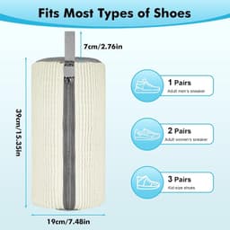 2-in-1 Waszak voor Schoenen, Herbruikbare Waszak voor de Wasmachine, Schoenentas met Rits en 360° Reiniging voor Schoenen, Wit — thumbnail 5