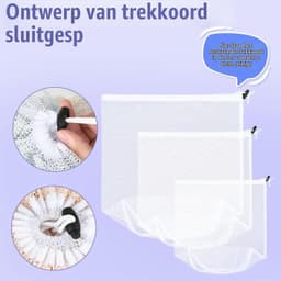 Waszakken - Wit - 50 x 60 cm - Herbruikbaar Wasnet met Trekkoord - Voor Thuis en Reizen — thumbnail 2