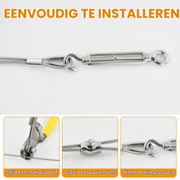 Waslijn Set - Roestvrij Staal - 3 mm - PVC Gecoat - Voor Buiten Gebruik — thumbnail 2