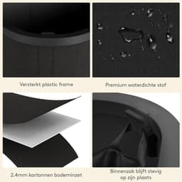 Wasmand 2 Vakken met Deksel, Grote Opvouwbare Wasmand met Uitneembare Zakken, Laundry Basket voor Badkamer, Slaapkamer en Wasruimte, 145L, Zwart — thumbnail 2