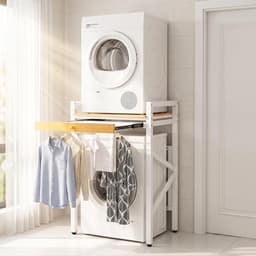 Stapelbare Wasmachine en Droger Sets met Verstelbare Planken, Ruimtebesparend en Praktisch voor Badkamers en Wasruimtes — thumbnail 1