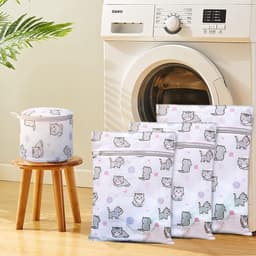 Wasnetjes voor fijne was, set van 4 lingerie-waszakjes met leuke prints; inclusief bh-waszak voor de wasmachine, plus zakjes voor blouses, kousen en sokken. — thumbnail 2