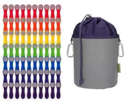 Kleurrijke wasknijpers - roestvrijstalen veren met canvas opbergtas — thumbnail 1