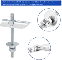 Kantelpluggen 20 stuks, M6 x 100 millimeter zwaarbelastbare veerkleppluggen van koolstofstaal, Kantelbare plug, holteplug, met schijf en moer, voor holle wanden, vezelplaat — thumbnail 3