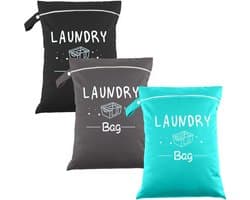 Waszakken voor op reis, 3 stuks, 48 x 38 cm, waterdicht, opvouwbaar, nat en droog met handvat en ritssluiting, voor - ShopVlot