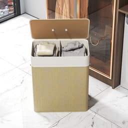 HOMCOM Wasmand - Bamboe - 52x32x63cm - Wit — thumbnail 3