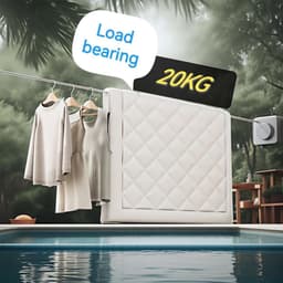 Set van 1 stuk - Intrekbare waslijn - Waslijn voor aan de muur - Onzichtbare intrekbare waslijn - Waslijn zonder gaten - Waslijn van verdikt roestvrij staaldraad - Waslijn van 4,8 m - Geschikt voor binnen- en buitengebruik (grijs) — thumbnail 3