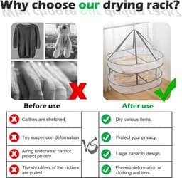 2-delige 1-lagige Opvouwbare Kledingdroogrek – 31,5 inch Gaasachtige Hangende Droger, Ruimtebesparend voor Truien, Waskleding, Met Interne Fixatie, Binnen & Buiten — thumbnail 4