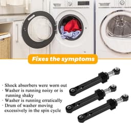 Schokdempers - Wasmachine dempers - Schokdempers wasmachine - Universele schokdempers - Met borgpennen - Geschikt voor wasmachines - Geschikt voor universele wasmachines - Voor wasmachine - Drie stuks - Zwart — thumbnail 3