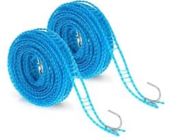 2 Stuks Antislip Waslijn Met Haken - Draagbare Reiswaslijn (5 Meter)