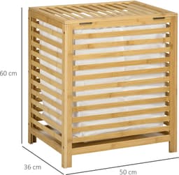 Clruro Waskorf - 50 x 36 x 60 cm - Wasmand met Deksel - 55L - Bambus - Natuur — thumbnail 2