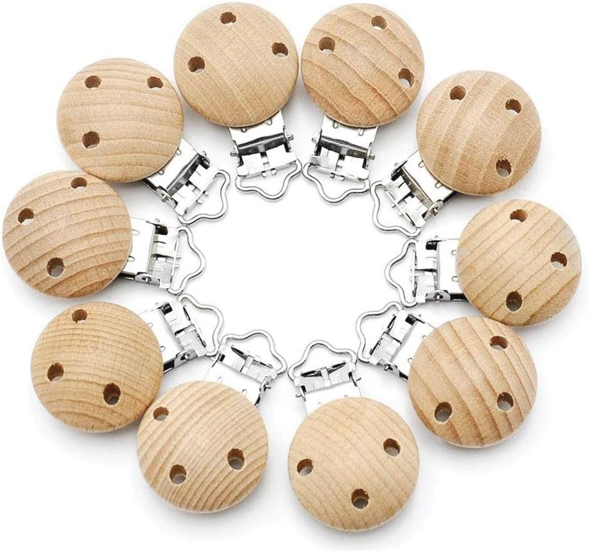 Houten Fopspenen Klemmen - 10 Stuks Met 3 Gaten — afbeelding 1