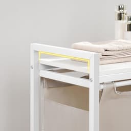 Wasmand 3 vakken, wasverzamelaar met plank, wasmand met wieltjes, 3 x 39,8 l, waszak van Oxford-weefsel, wit — thumbnail 3