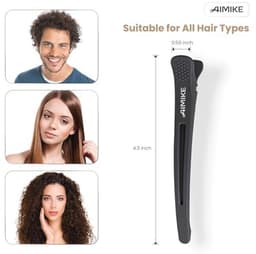 AIMIKE Professionele haarclips voor styling sectioning, 12 stuks antislip No-Trace Duck Billed haarclips met siliconen band, salon en thuis haarknipclips voor kapper, vrouwen, mannen - 4,3 inch lang — thumbnail 3
