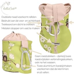 Draagbare Wasknijperzak Uil Design - Katoenen Opbergzak voor Huishouden en Tuin — thumbnail 2