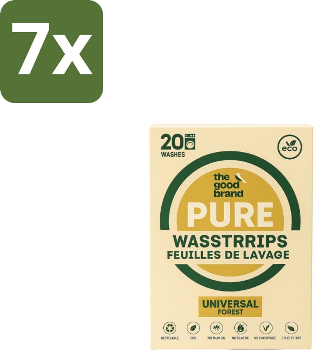 7 x The Good Brand - Wasstrips - Forest - 20 wasbeurten - Wasstrips - Duurzame Was - Milieuvriendelijke Was - Plasticvrije Was - Biologisch Afbreekbare Was — afbeelding 1