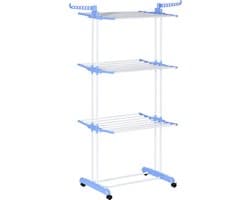 Torenwasrek - 73x64x177 cm - 4 Lagen + Uittrekbaar - Binnen & Buiten Gebruik - Staal - Blauw