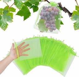 Fruitnetzakken met Trekkoord - Bescherming tegen Wespen, Vogels & Vliegen - 20 stuks - 10x15 cm - Groen — thumbnail 5