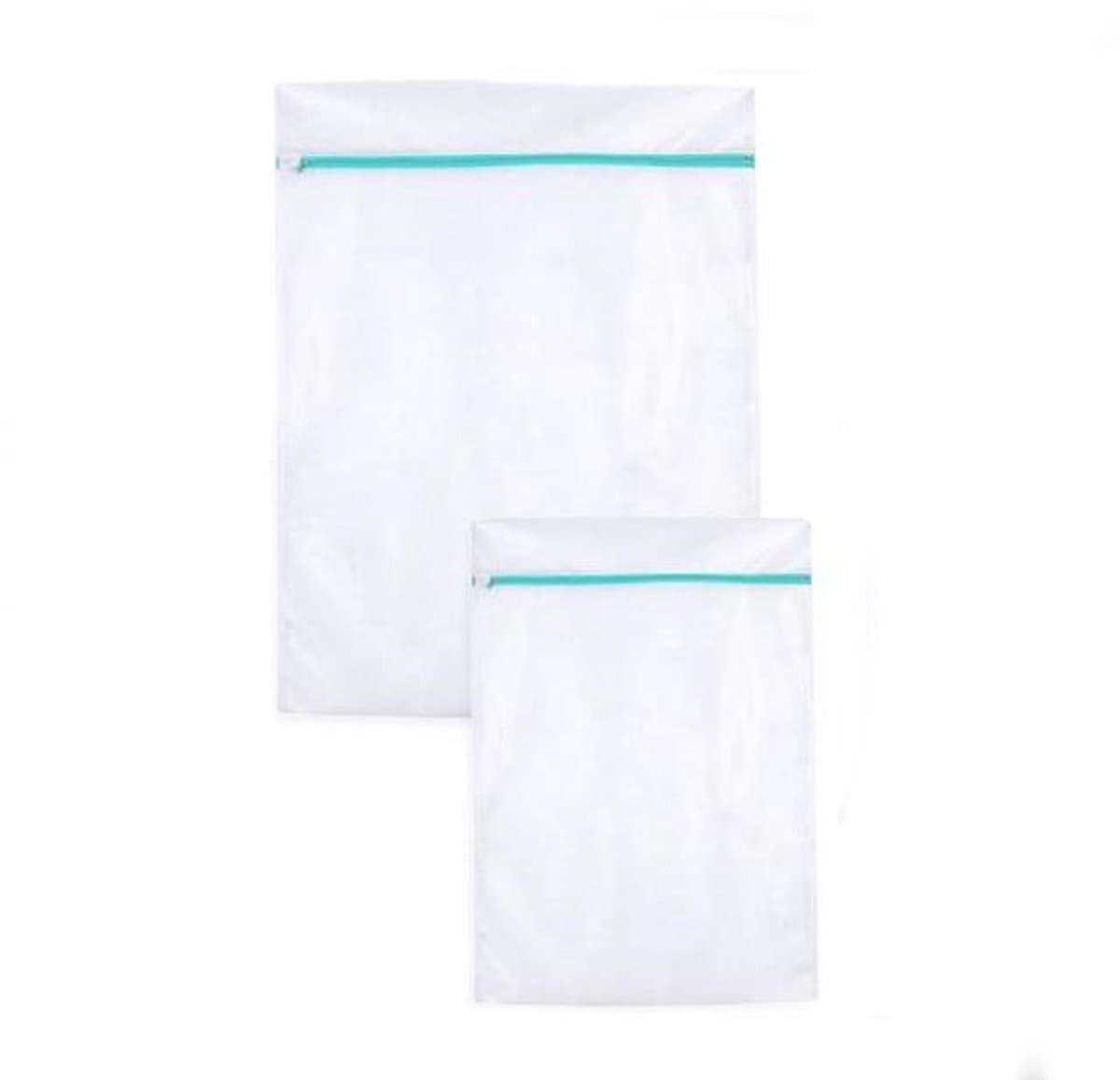 Waszak - 2 Stuks - Waszakken - Waszak groot - Polyester - Waszakken voor wasgoed - Opbergtas - Waszakjes met Rits - Bescherm je Wasgoed en Wasmachine - 60x90cm/110x90cm — afbeelding 1