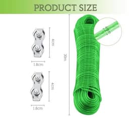 Waslijn 30 m met stalen kern en 2 spanners - Extra sterk voor balkon en tuin - Draagvermogen 120 kg — thumbnail 5