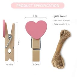Houten Wasknijpers - Mini Fotoklemmen - Foto's Ophangen - Hartvormig Design - 80 Stuks - Veelkleurig — thumbnail 4