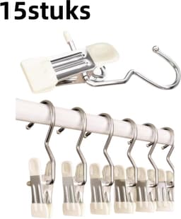 12 stuks - Wasknijpers - kledinghangers - Broekenknijpers - Roestvrijstalen knijpers - Sokkenknijpers - Geschikt voor huishoudelijk gebruik om kleding en sokken te drogen, losse knijpers - Wit — thumbnail 1